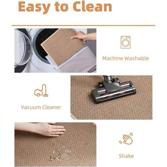 Beige non slip bath mat absorbent quick dry washable bathroom rug thin floor mat - Picture 5 of 7